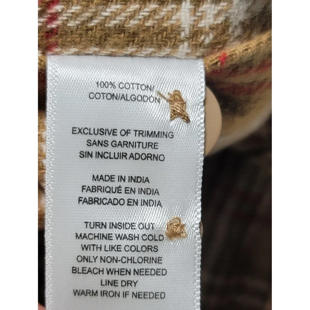 Wolverine Mens Large Button Down Shirt  Brown Plaid Long Sleeve Cotton‎ Flannel